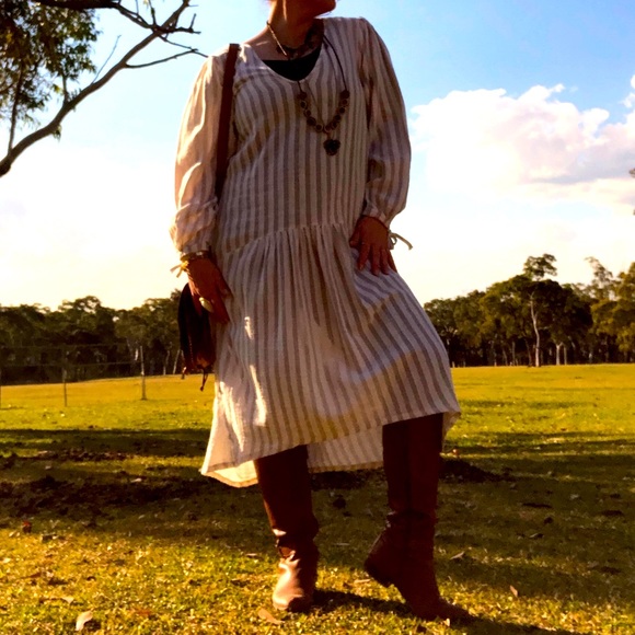 Jaase Dresses & Skirts - SOLD JAASE Long Balloon Sleeve High Low Midi Dress L